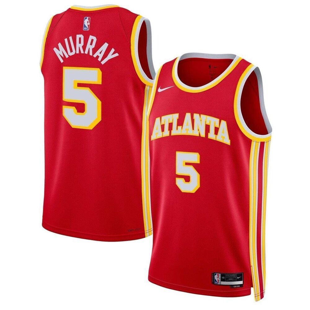 Nike NWT Dejounte Murray Atlanta Hawks Unisex Swingman Jersey Icon Edition Red Y